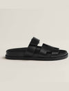 Hermes Chypre H Logo Calfskin Sandals Black - HERMES - BALAAN 3