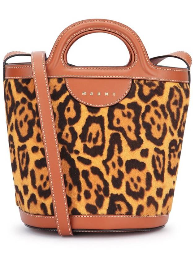 Leopard Drawstring Tote Bag Brown - MARNI - BALAAN 2