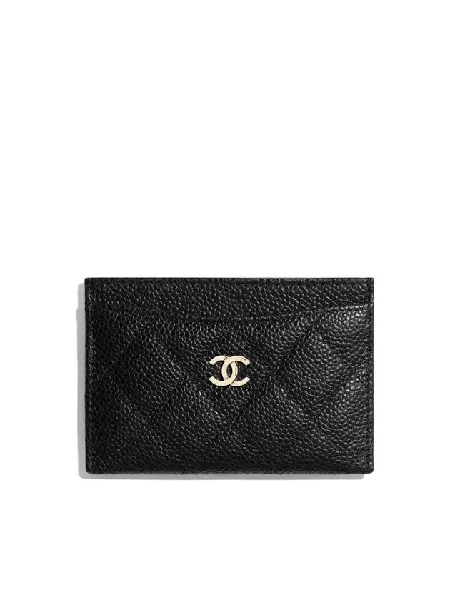 Classic Card Holder Grained Calfskin Silver Black - CHANEL - BALAAN 2