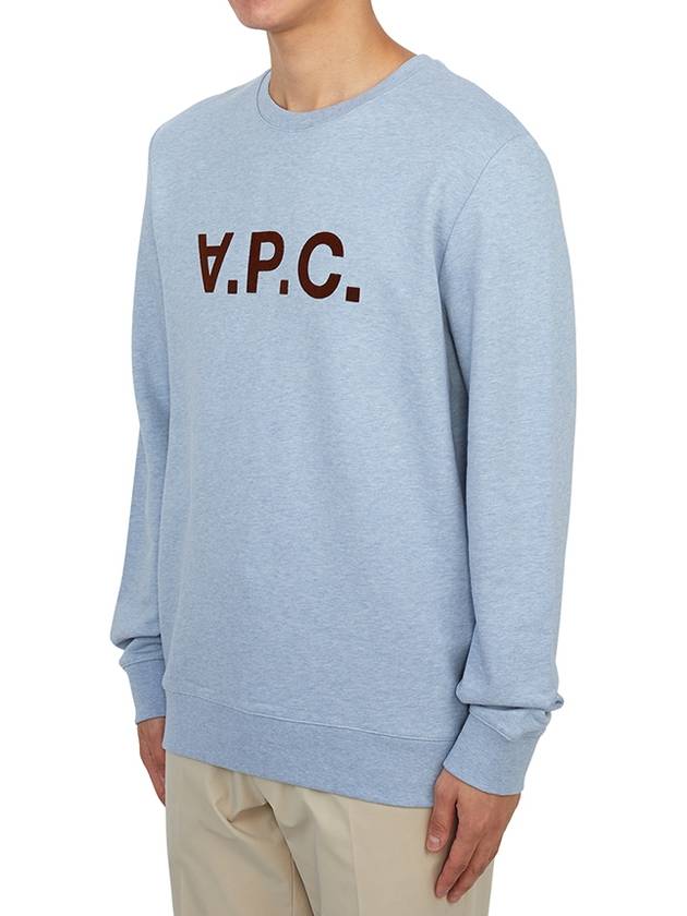 Logo Crewneck Cotton Sweatshirt Light Blue - A.P.C. - BALAAN 3