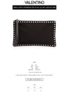 Rockstud Logo Patch Strap Clutch Bag Black - VALENTINO - BALAAN.