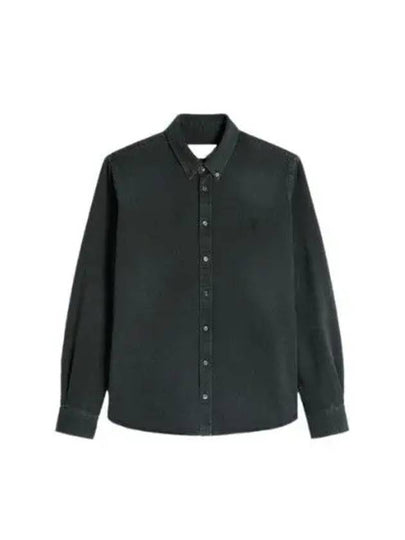 Button Down Long Sleeve Shirt Black - AMI - BALAAN 2