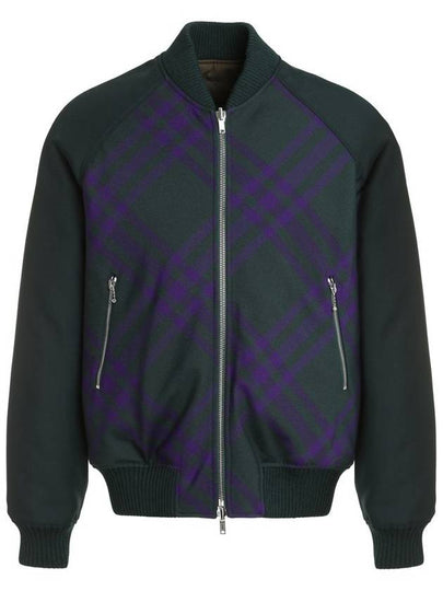 Reversible Check Bomber Jacket Green - BURBERRY - BALAAN 2