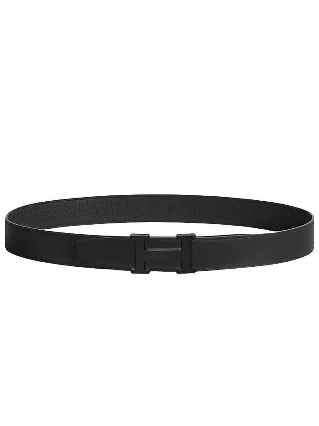 H Buckle Reversible Leather Belt Noir - HERMES - BALAAN 1