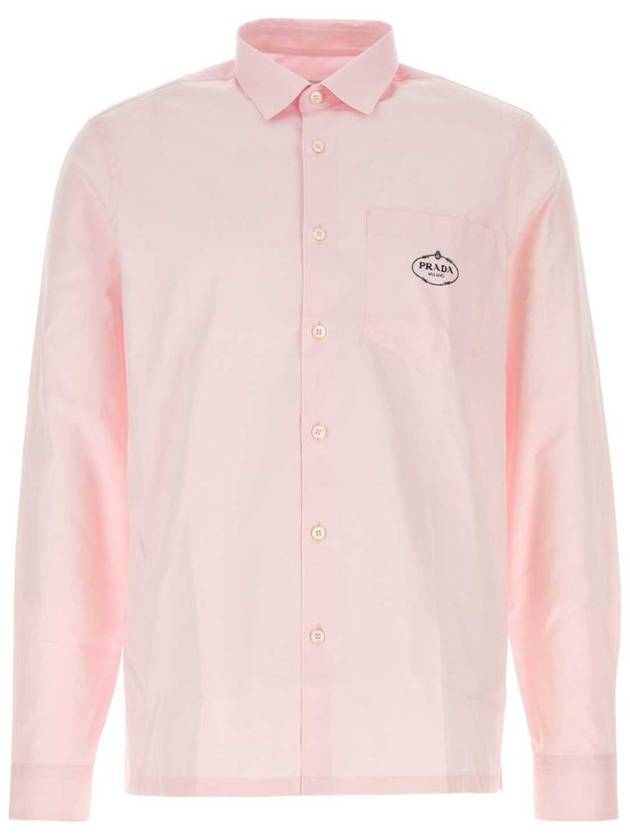 Cotton Long Sleeve Shirt Sky Pink - PRADA - BALAAN 2