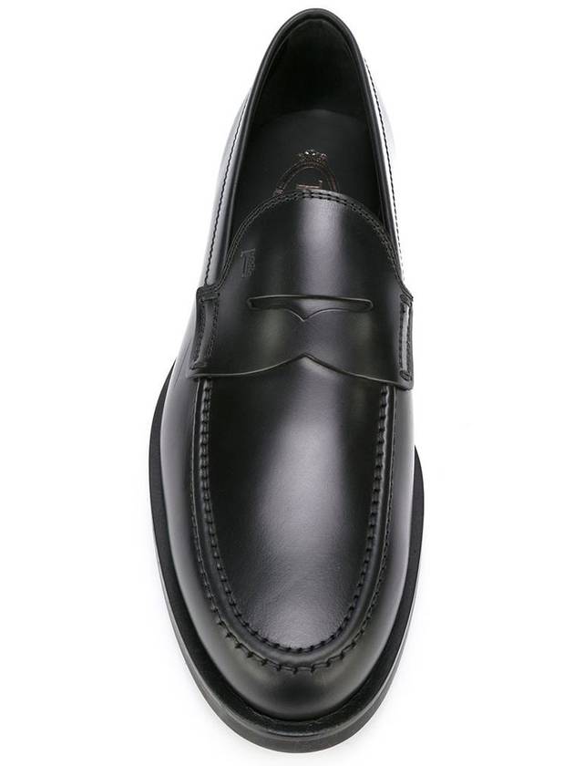 Men's Stamped Monogram Semi Glossy Leather Loafers Black - TOD'S - BALAAN 23