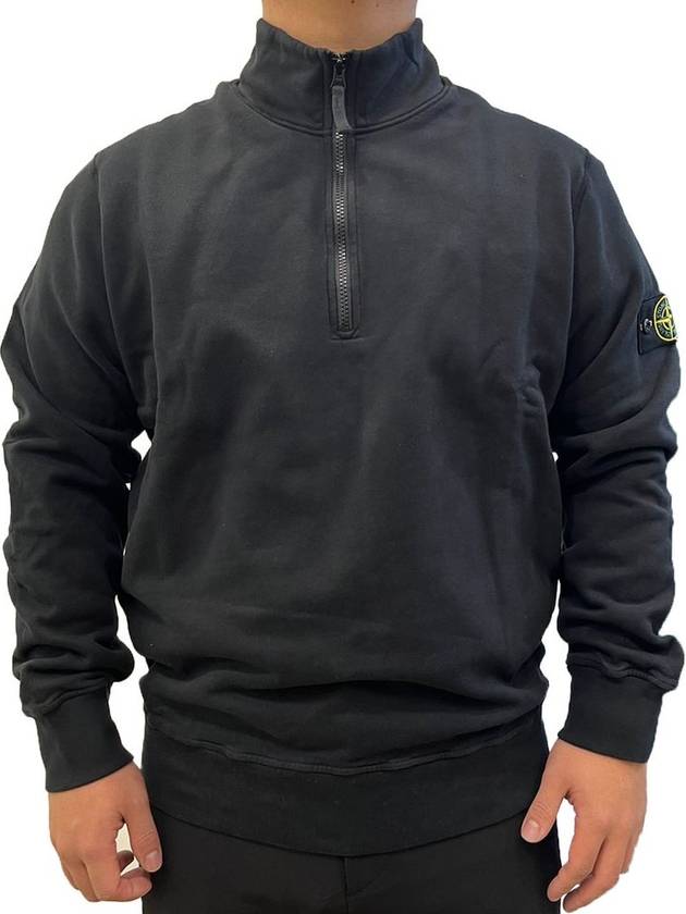 Wappen Patch Half Zip-up Sweatshirt Black - STONE ISLAND - BALAAN 2