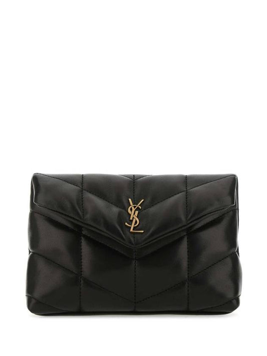 Quilting Puffer Small Clutch Bag Black - SAINT LAURENT - BALAAN 1