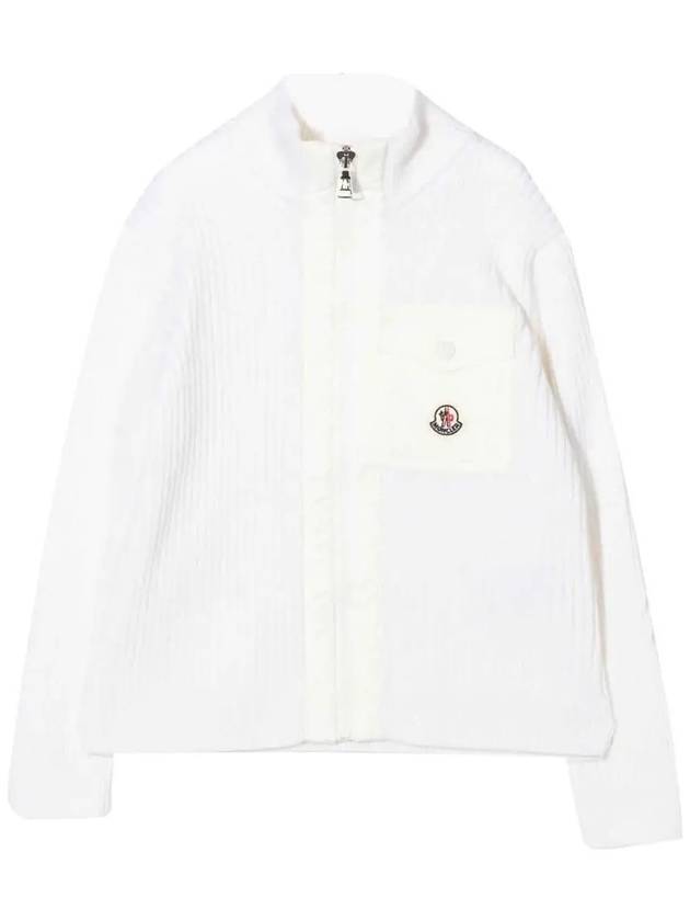 Kids Logo Knit Zip Up Jacket White - MONCLER - BALAAN 3