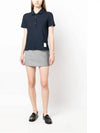 Women's Round Collar Short Sleeve Polo Shirt Navy - THOM BROWNE - BALAAN 3