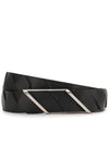 Regular Diagonal Intrecciato Leather Belt Black - BOTTEGA VENETA - BALAAN.