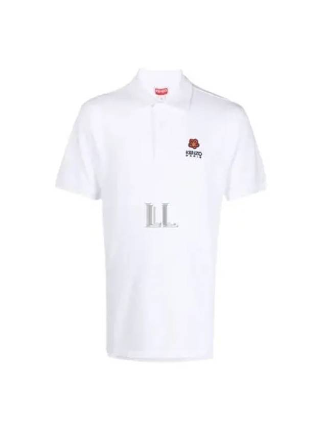 Boke Flower Embroidered Cotton Polo Shirt White - KENZO - BALAAN 2