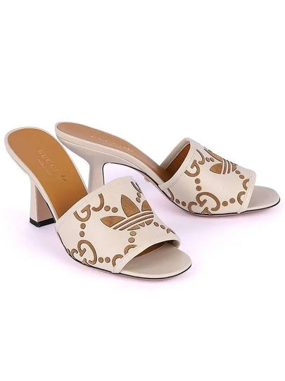 GG Logo Trefoil Leather Mule Heel White - GUCCI - BALAAN 2