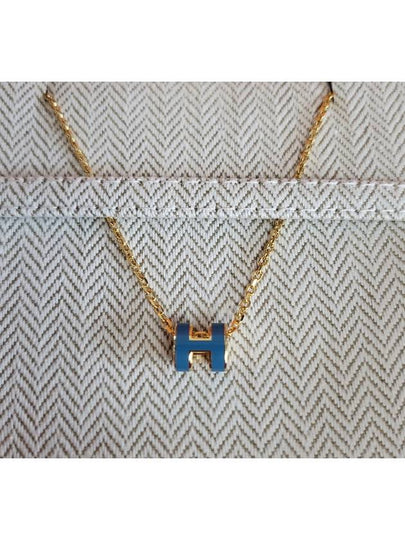 MiMini Pop H Pendant Necklace Gold Bleu Jean - HERMES - BALAAN 2