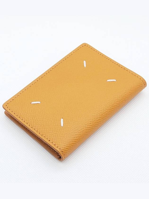 Stitched Bi-Fold Leather Card Wallet Mustard - MAISON MARGIELA - BALAAN 6