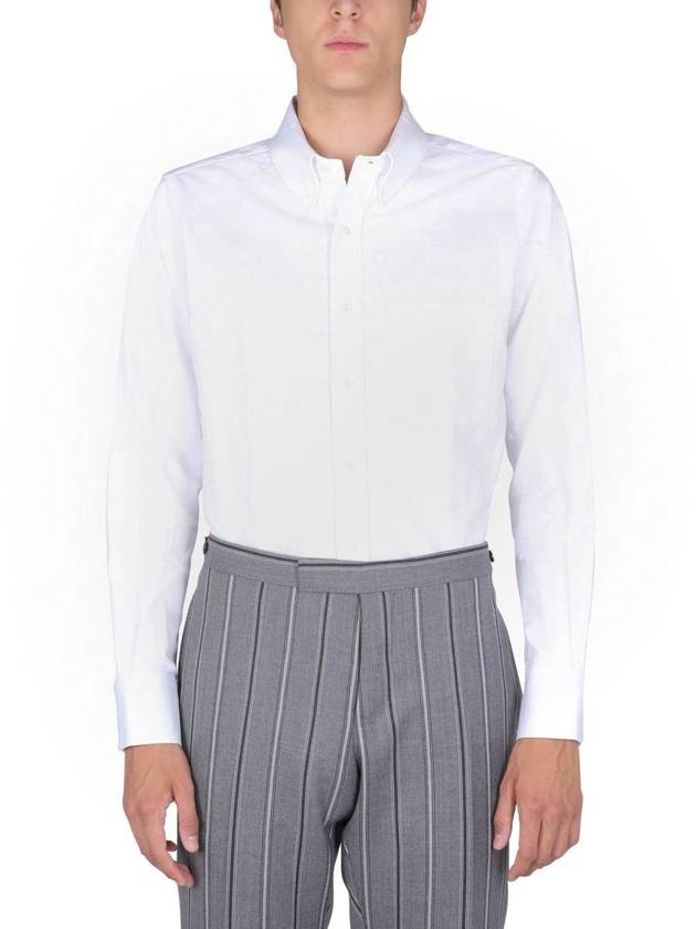 Mr Tom Half Drop Straight Long Sleeve Shirt White - THOM BROWNE - BALAAN 2