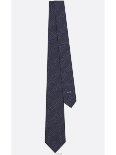 CD Icon Striped Tie Navy Blue Silk - DIOR - BALAAN 2