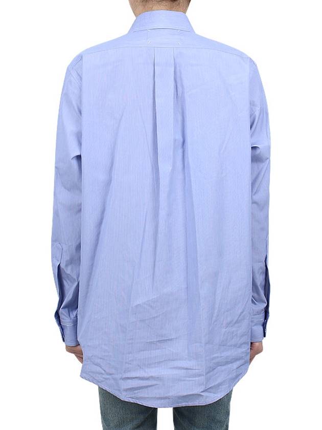 Stitched Cotton Long Sleeve Shirt Pale Blue - MAISON MARGIELA - 6