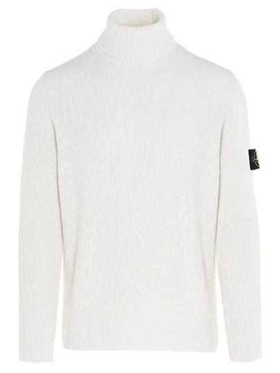 Logo Patch Wool Knit Turtleneck White - STONE ISLAND - BALAAN 2