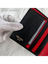 Vitello gold logo 3-fold bifold wallet black red - PRADA - BALAAN.