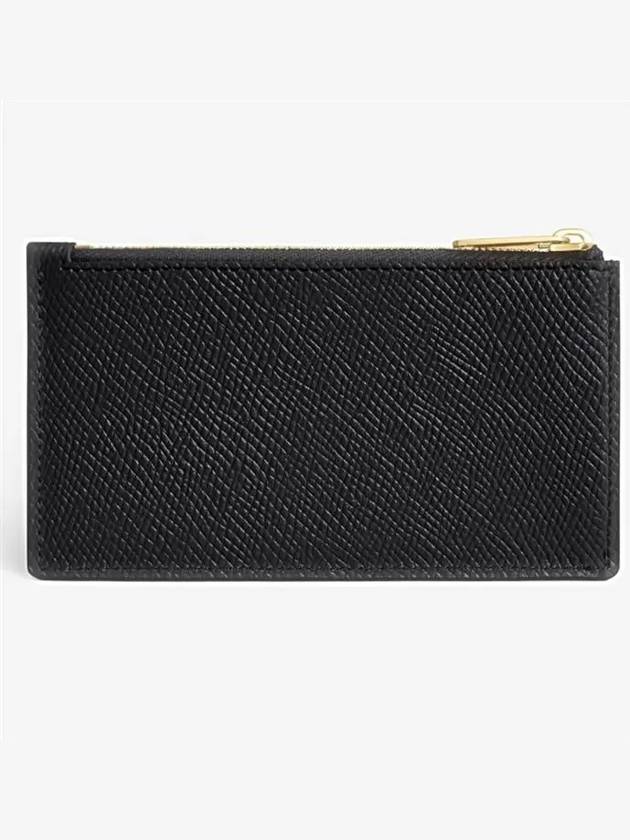 Essential Zipper Compact Grain Calfskin Card Wallet Black - CELINE - BALAAN 4