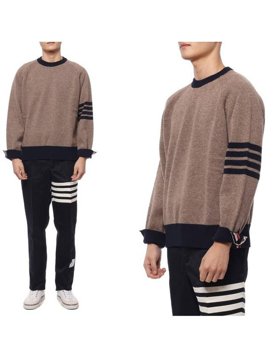 Wool 4 Bar Pullover Knit Top Medium Brown - THOM BROWNE - BALAAN 2