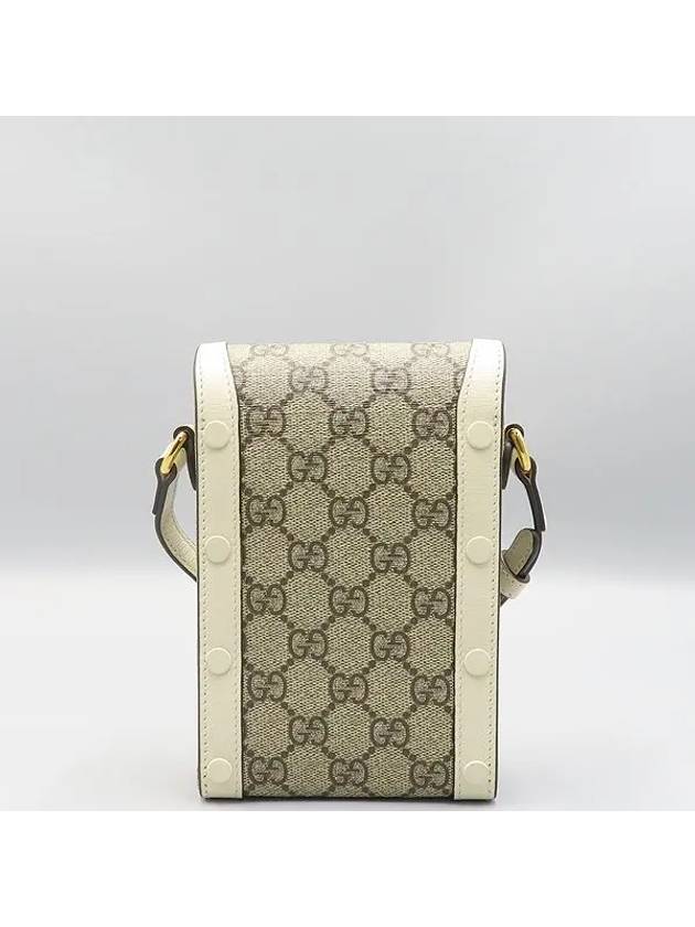 625615 White leather trim horsebit 1955 mini cross bag - GUCCI - BALAAN 4