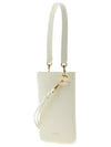 Embossed Logo Phone Holder Lambskin Leather Mini Bag White - JIL SANDER - BALAAN 3