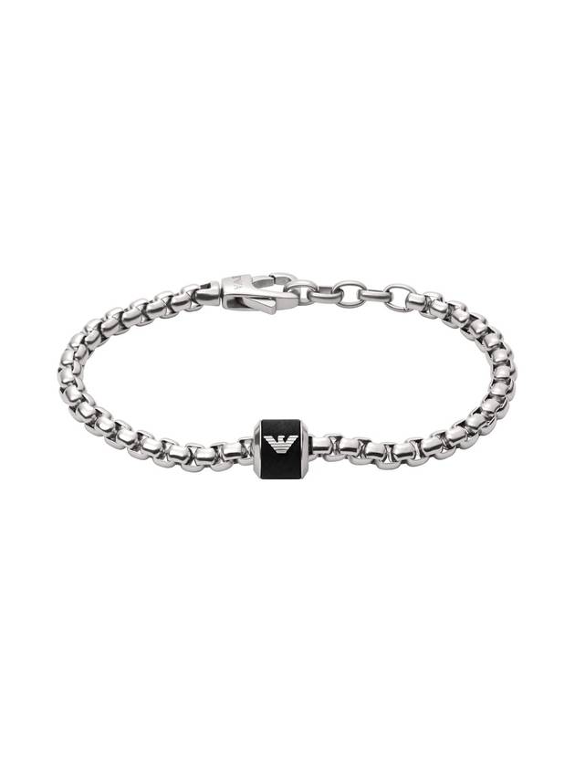 Pendant Surgical Steel Bracelet Silver Black - EMPORIO ARMANI - BALAAN 1