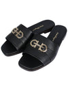 Gancini Leather Slippers Black - SALVATORE FERRAGAMO - BALAAN 3