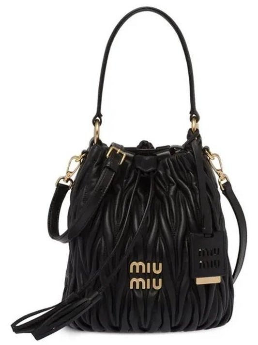 Matelasse Nappa Leather Bucket Bag Black - MIU MIU - BALAAN 2