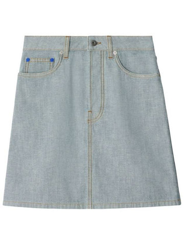 Burberry EKD Jacquard Denim Skirt, Brand Size 4 (US Size 2) - BURBERRY - BALAAN 1