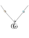 GG Marmont Double Pendant Necklace YBB527399001 Silver Blue - GUCCI - BALAAN 3