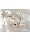 22S Champagne Gold Ribbon Metal Pearl Choker Necklace AB8496 - CHANEL - BALAAN 8