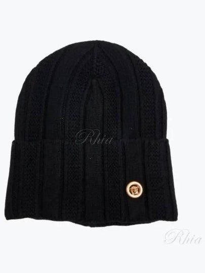 Medusa Chunky Rib Knit Beanie Black - VERSACE - BALAAN 2