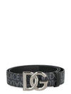 All Over Logo Leather Belt Grey - DOLCE&GABBANA - BALAAN 1