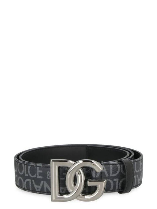 All Over Logo Leather Belt Grey - DOLCE&GABBANA - BALAAN 1