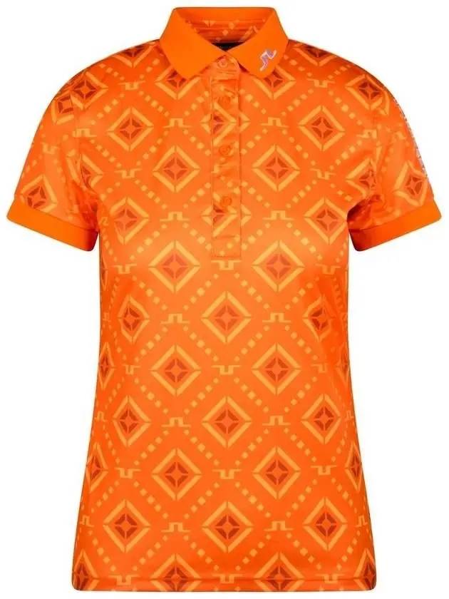 Women's Tour Tech Diamond Logo Print Polo Short Sleeve T-Shirt Orange - J.LINDEBERG - BALAAN 2