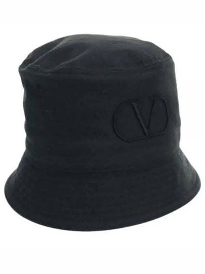 V Logo Signature Cotton Bucket Hat Black - VALENTINO - BALAAN 2