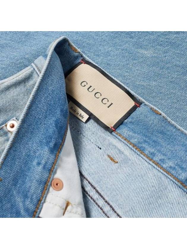 Tapered Eco Bleach Denim Jeans Blue - GUCCI - BALAAN 6