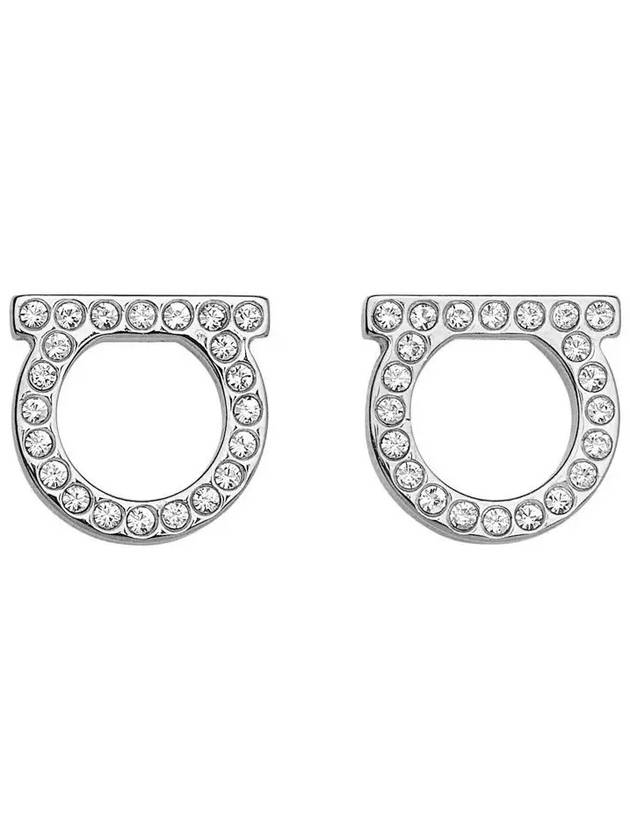 Gancini Crystal Large Earrings Silver - SALVATORE FERRAGAMO - BALAAN 2