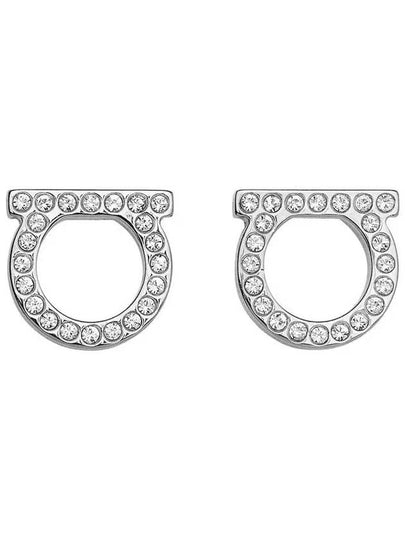 Gancini Crystal Large Earrings Silver - SALVATORE FERRAGAMO - BALAAN 2