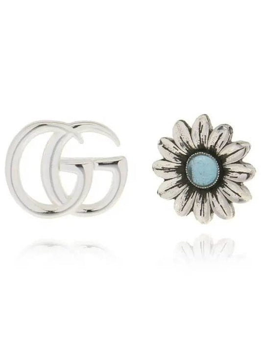 Double G Flower Earrings YBD527344001 Silver Blue - GUCCI - BALAAN 2