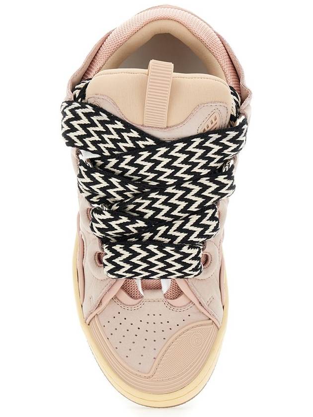 'Curb' Pink Sneakers With White And Black Laces In Leather Pink Unisex - LANVIN - BALAAN 4