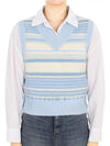 Striped Soft Wool Gilet Vest Light Blue - GANNI - BALAAN 3