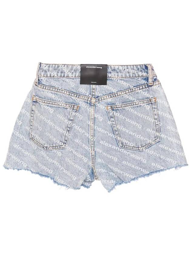 All-Over Logo Bite High Waist Denim Shorts Blue - ALEXANDER WANG - BALAAN 3