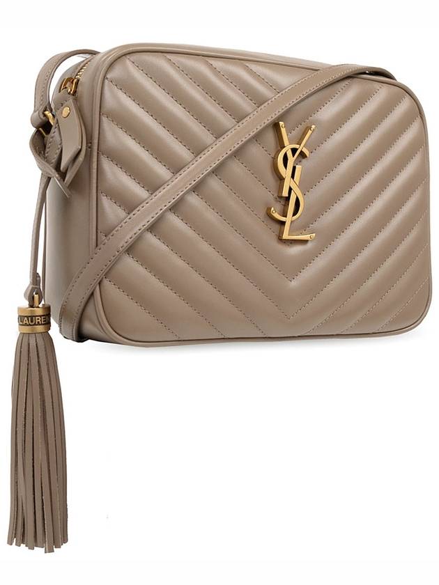 Women's Logo Gold Hardware Lou Camera Quilted Leather Shoulder Bag Beige - SAINT LAURENT - BALAAN 6