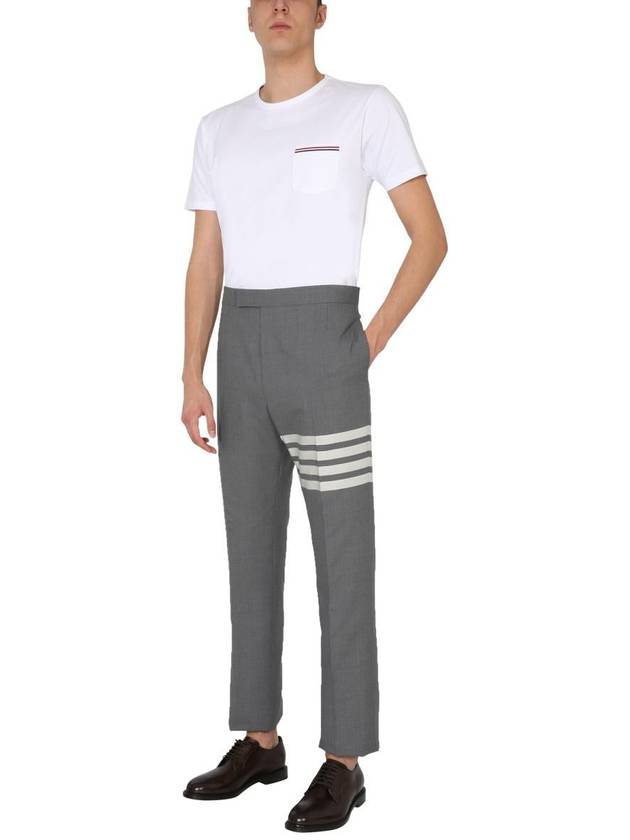 Men's Medium Weight Jersey Tipped Pocket Crewneck Short Sleeve T-Shirt White - THOM BROWNE - BALAAN 6