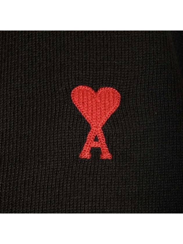 Heart Logo Wool Cardigan Black - AMI - BALAAN 5