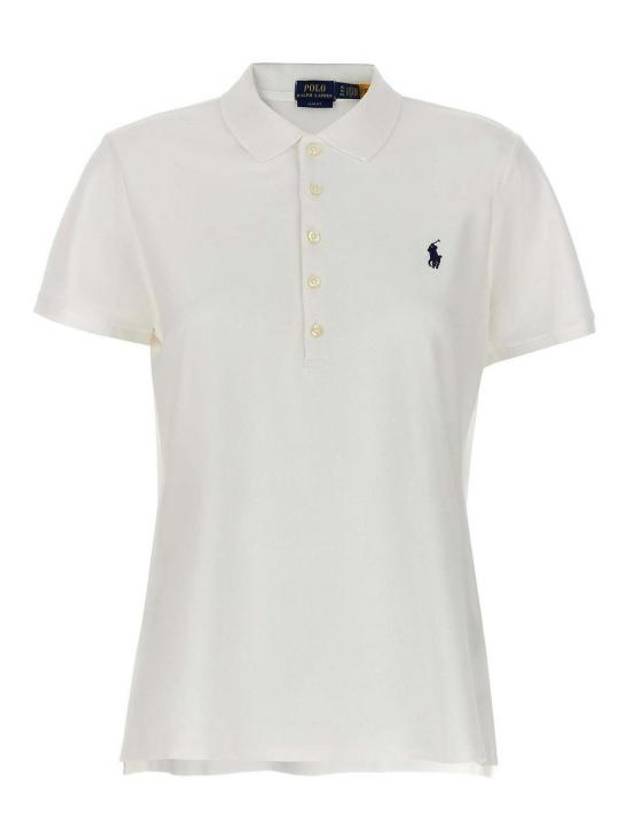 Women's Julie Embroidered Logo Short Sleeve Polo Shirt White - POLO RALPH LAUREN - BALAAN 2